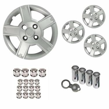 Imagem de Jogo Calota Aro 14 Fiesta Hatch Sedan 2008 à 2010 + Selo Resinado + Tampa Ventil + Capa Parafuso