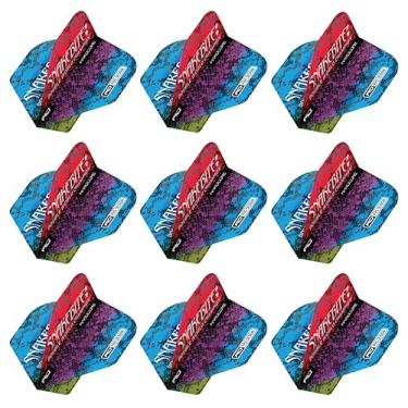 Imagem de RED DRAGON Yin Yang Duplos Faces Peter Wright Snakebite Verde, Azul e Vermelho Standard Dart Flights 3 conjuntos por pacote (9 voos de dardo no total)