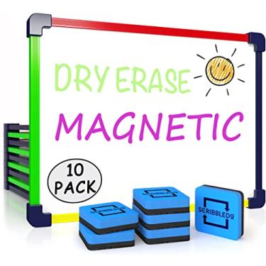 Imagem de Pacote com 10 pequenos quadros brancos apagáveis a seco para crianças, portátil, 23 cm x 30 cm, mini quadro branco magnético para estudantes, professores, material escolar, laptop, pequeno quadro de apagar a seco para crianças e borrachas