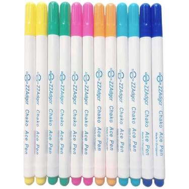 Imagem de Dinggaogao Conjunto de 12 canetas de tecido apagáveis à água – 6 cores para costura, bordado e traçado DIY