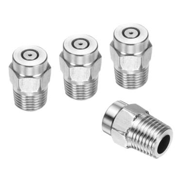 Imagem de HARFINGTON 4 peças ponta limpa superfície 0 grau 1/4 polegada NPT macho 1,07 orifício 4000 PSI aço inoxidável rosqueada lavadora de pressão bicos pulverizadores para pistolas de água vassoura de água