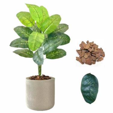 Imagem de Planta Artificial Comigo Ninguém Pode + Vaso Bojo Decoração - Flor Imp