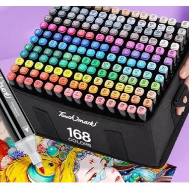 Imagem de Kit 168 Canetinhas Coloridas Touch 168 Cores Com Ponta Dupla e Estojo Canetas Marcadores Coloridos Para Desenho Colorir Livros Ilustrar Pintura