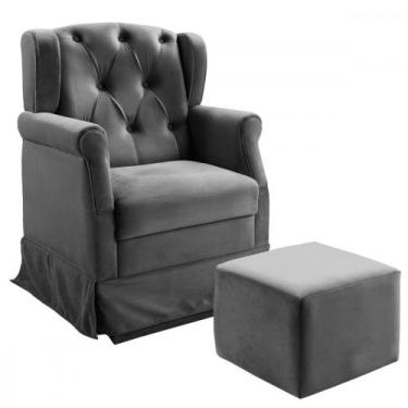 Imagem de Poltrona De Amamentação Balanço Puff Ternura Suede Chumbo - Star Confo