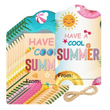 Imagem de Etiquetas de nome divertidas I Hope You Have A Cool Summer 5 x 3,5 polegadas - Hope Your Summer is Bubbling with Fun Hello Summer Tags Cads de fim de ano escolar para lembrancinhas de festa envelope