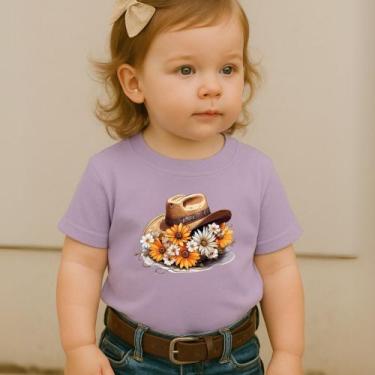 Imagem de Camiseta Infantil Manga Curta Estamp Chapéu Florido Modinha Country Fe
