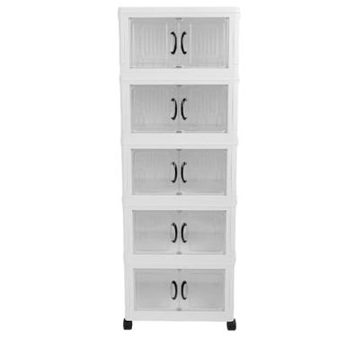 Imagem de Organizador do armário de armazenamento dobrável de plástico de armazenamento empilhável com rodas espessadas de grande capacidade sem instalação necessária para o guarda -roupa (-3117240236713)