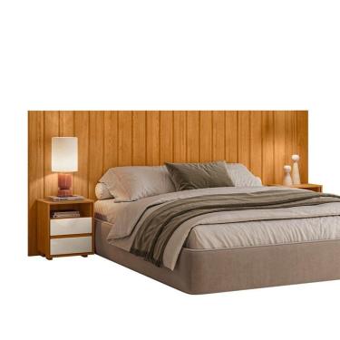 Imagem de Cabeceira Casal Extensível Frida Com 2 Mesas De Apoio - 7 Decor Cinamomo E Off White