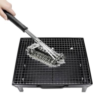 Imagem de Escova para Limpeza de Grelha com Cerdas de Aço Inoxidável | Ideal para Churrasco, Espetos, Chapas e Utensílios | Cabo Ergonômico Antiderrapante | Limpeza Profunda e Rápida