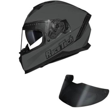 Imagem de Capacete Race Tech Volt Monocolor Cinza Brilhante Mais Viseira Fumê, 5