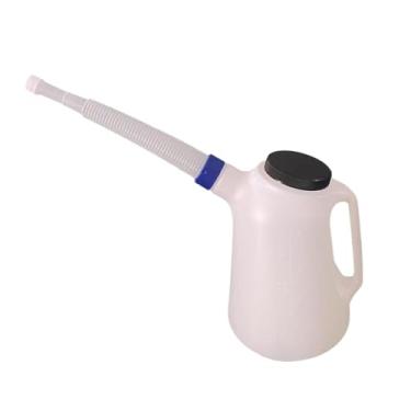 Imagem de Mqetly Jarra medidora de óleo automotivo com tampa à prova de vazamento e bico universal para garagem e motocicleta, Anéis Azuis