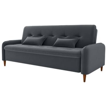 Imagem de Sofa Cama 2 Lugares 206cm Donna Veludo E425 Milani Store Cinza