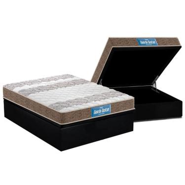 Imagem de Cama Box Baú Casal: Colchão Anatômico Probel D33 Guarda Costas PróIntense + Base CRC Suede Black (138x188)