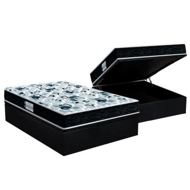 Imagem de Cama Box Baú Casal: Colchão Anatômico Probel D28 ProDormir Advanced Tech1000 + Base CRC Suede Black (138x188)