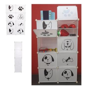 Imagem de Armario Organizador De Brinquedos Guarda Roupa Sapateira Porta Treco 8 Modulos Com Prateleiras Infantil Kangur