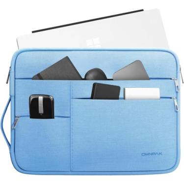 Imagem de Omnpak Capa Surface Pro 9, capa para laptop de 13 polegadas para Surface Pro 11/10/9/8/X/7+/7/6/5/4/3, capa Surface Pro 8 com vários bolsos e alça lateral, bolsa de transporte para laptop resistente à