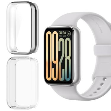 Imagem de HAOZHI 2Peças Película Protetora Compatível com Xiaomi Smart Band 9 Pro,Capa Capinha Bumper Case para Xiaomi Mi Band 9 Pro Protetor de Tela (Prata+Transparente)
