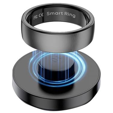 Imagem de CNBRO Smart Ring, rastreador de saúde, frequência cardíaca, rastreador de sono, pedômetro, atividade física, estojo de carregamento sem fio incluído, anéis inteligentes à prova d'água para mulheres