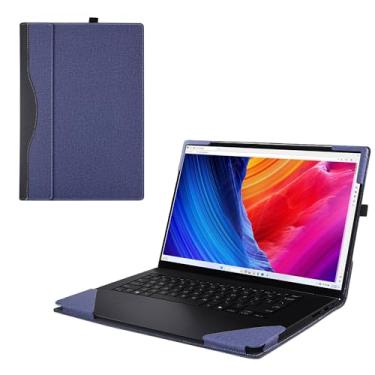Imagem de RUNMEIJIA Capa para laptop ASUS ProArt P16 (H7606) 40.6 cm [não compatível com nenhum outro modelo] 2 em 1 capa removível de couro PU para notebook (azul)