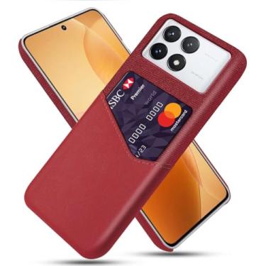 Imagem de Capa para Xiaomi Redmi K70E,Tela e tampa de couro PU,Antideslizante,360°cobertura completa à prova de choque com 1 slot de cartão atrás,Prevenção de queda-Red