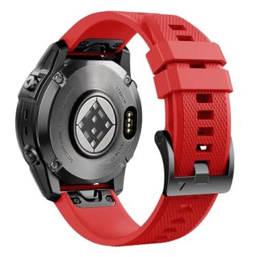 Imagem de Threeeggs Pulseira Garmin Fenix 6, pulseira de relógio de ajuste rápido de 22 mm compatíveis com smartwatch Fenix 5 Plus Fenix 6 Pro Fenix 7 Pro Forerunner 965 955 945 935 (vermelha)