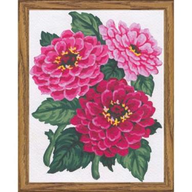 Imagem de Collection D'Art 3046K Zinnias Multi-Coloured Cotton Canvas Kit 14 x 18 x 0.1 cm
