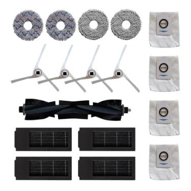 Imagem de SaferCCTV Acessórios de peças de reposição compatíveis com Ecovacs Debot X2 Omni / X2 / X2 Pro Robot Vacuums, 1 escova principal, 4 filtros HEPA, 4 escovas laterais, 4 panos de esfregão, 4 sacos de