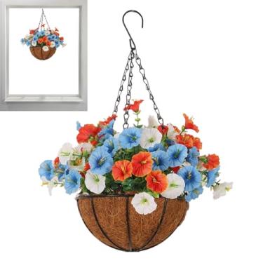 Imagem de Flores Artificiais,Plantas Decorativas Com Cesto | Resistente aos Raios UV e Desbotamento para Varanda Sala Jardim Pátio
