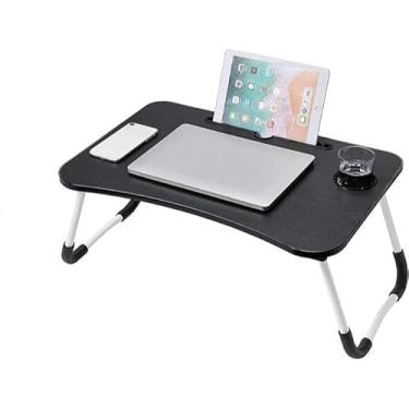 Imagem de Mesa Dobravel Para Notebook Cama Portatil Com Suporte Tablet E Copo(Preto)