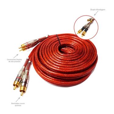 Imagem de Cabo Rca injetado blindado vermelho 1 metro PW-B-0738