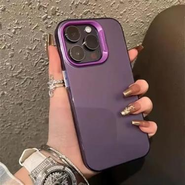 Imagem de Capa de telefone colorida fosca para iPhone 16 11 Pro Max 11 12 13 Mini 14 Plus Pls Ps capa protetora rígida à prova de choque, roxa, para iPhone 15