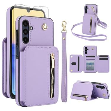 Imagem de Capa de celular para Samsung Galaxy A54 5G RFID carteira celular com protetor de tela de vidro temperado, alça transversal, compartimento para cartão de crédito, suporte A545G A 54 54A 4G G5 SM A546U