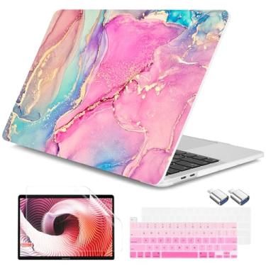 Imagem de DONGKE Capa para MacBook Pro de 13 polegadas versão 2023 2022-2016 M2 A2338 M1 A2251 A2289 A2159 A1989 A1706 Touch Bar e Touch ID, capa rígida com adaptador USB C para USB e capa de teclado, mármore