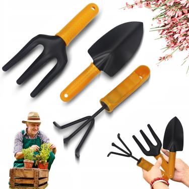 Imagem de Conjunto Para Jardinagem Metálico 3 Peças Pá, Garfo, Ancinho