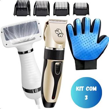 Imagem de Kit Profissional: Tosa Pet Completa com Luva Ajustável Azul - FAZA