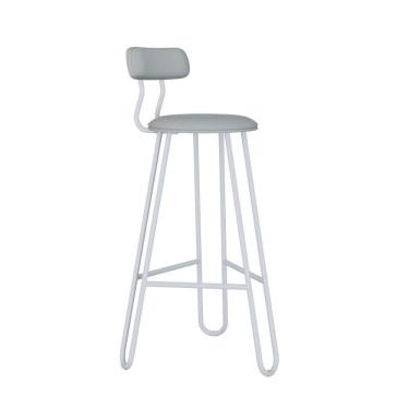 Imagem de Conjunto 4 Banquetas Alta Ginger Com Encosto Courino Saturno Off White