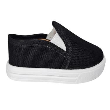 Imagem de Tênis Infantil Slip On Menino Menina Lona Sem Cadarço Confortável Anti
