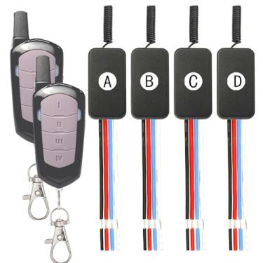 Imagem de ZHOFONET Kit de interruptor de luz e receptor sem fio, kit de mini luzes sem fio de 4 vias, DC 5V/12V/24V/30V 3A interruptor de relé sem fio com 164FT de longo alcance para motor, luz LED, alarme de