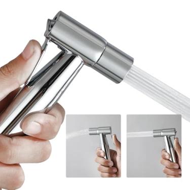 Imagem de BARROCK Pacote com 2 cabeças de pulverizador bidê de aço inoxidável portátil Shattaf Jet Spray acessório para vaso sanitário, pulverizador de fraldas de pano de bebê com controle de pressão de água