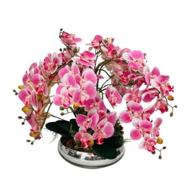 Imagem de Arranjo De Mesa e Vaso Flores 8 Orquídeas Artificial - La Caza Store
