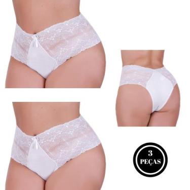 Imagem de Kit 3 Calcinha Plus Size de Renda Tanga Grande 46 48 50 52 54 -c5 KIT 