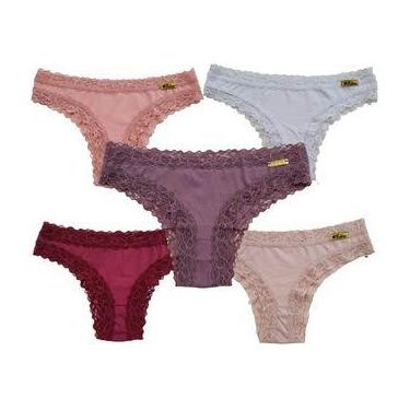 Imagem de Kit 5 Calcinha Renda Conforto Alta Qualidade em Microfibra Lingerie Mo