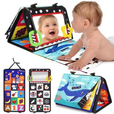 Imagem de Brinquedo Tummy Time URMYWO preto e branco com espelho de bebê 0-12M