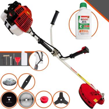 Imagem de Aparador de Grama  À Gasolina Kawashima KW52L 52cc 2,5HP 10.000rpm Roçadeira Multifuncional Lateral Com 6 Opões de Cortes + ÓLEO STIHL 2T