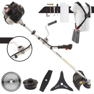 Imagem de Aparador de Grama Completo Kawashima KW52LE À Gasolina 2 Tempos 52cc 10.000rpm 2,5HP de Potência Com Kit 3 Lâminas de Corte e Cabeçote de Nylon