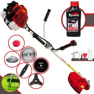 Imagem de Roçadeira Cortador de Grama À Gasolina Kawashima KW52-L 52cc 2,5HP 10.000rpm Completo Com Kit 4 Lâminas + Carretel + Escova de Aço + ÓLEO TOYAMA 2T