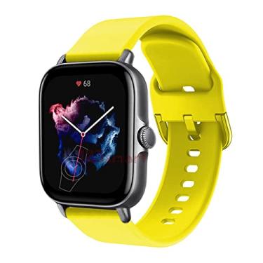Imagem de Pulseira de Silicone Colorido marca 123smart Marca 123Smart Compativel com GTS/GTS 2 / GTS2e / GTS2 mini/GTS 3 / Bip/Bip U/BipU pro/GTR 42mm - Amarelo