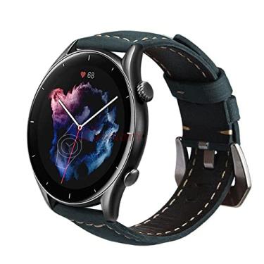 Imagem de Pulseira de Couro marca 123smart Compativel com GTR 47mm / GTR 2 / GTR2E / GTR 2E / GTR 3 / GTR3 Pro/Stratos 1 / Stratos 2 / Stratos 3 / Mi Watch (azul)