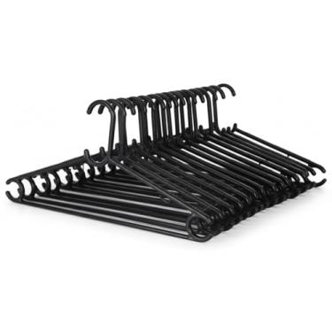 Imagem de Kit 30 Cabides Antideslizantes Reforçados (Preto) Multiuso | Porta-Gravata, Cinto e Ganchos | Para Camisas, Camisetas, Calças, Vestidos, Casacos, Saias e Ternos | Organização de Guarda-Roupas