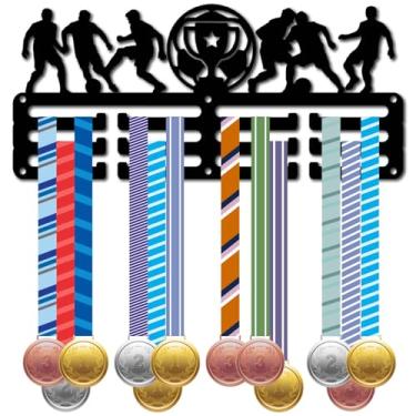 Imagem de CREATCABIN Troféu de futebol para exibição de medalhas de parede, prateleiras de metal, medalhas, medalhas, cabide de exibição de medalhas de metal com parafusos para pendurar medalhas e exibição de